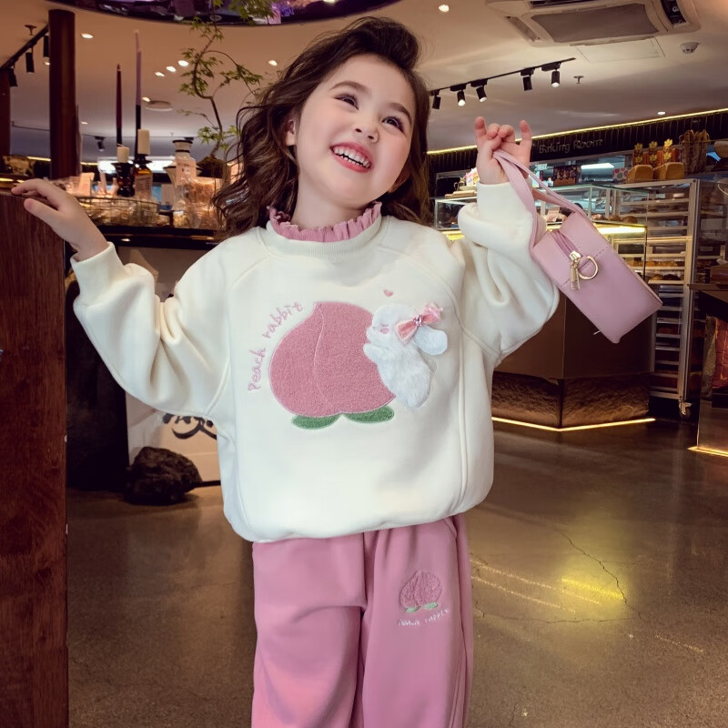 Mimi Halo Girls' Fleece Lined Tracksuit Winter 2025 New Kids Hoodie and Sweatpants Set Girls' Sportswear 27